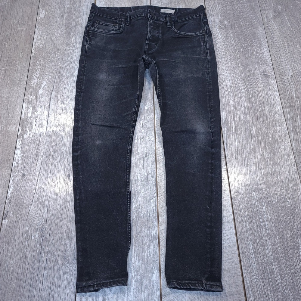 All Saints Cigarette Jeans Mens 33 Black Skinny Fit Button Fly Denim